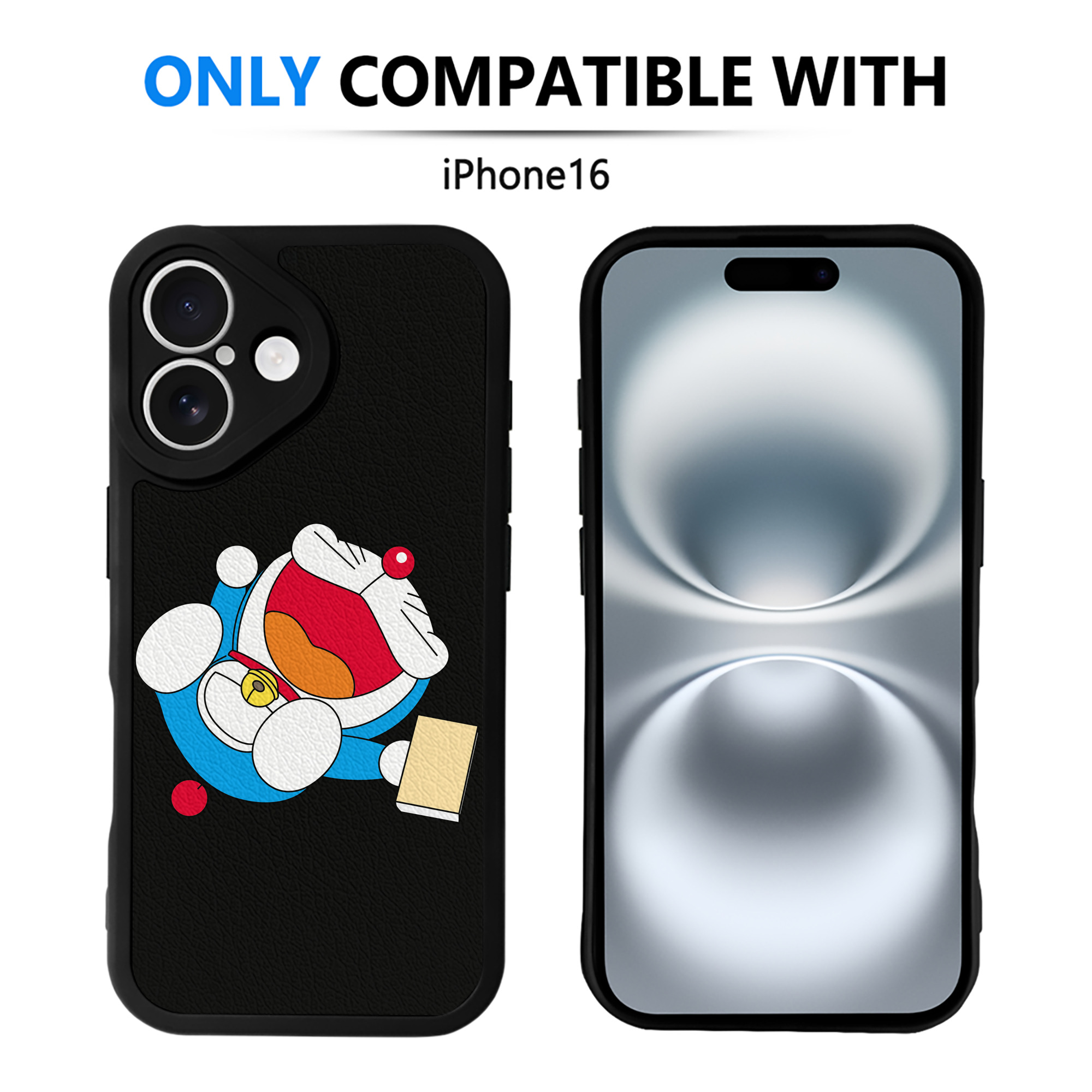 （画像用） ドラえもん Doraemon 【iPhone 16シリーズ対応】シリコンスマホケース（レザー調） 材質：シリコン